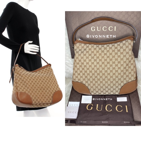 BIG HOBO GUCCI Bree Original GG Canvas Hobo Bag, Tan/Browns - Picture 2 of 13